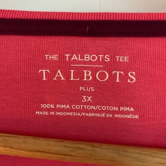 Talbots Plus Pink The Talbots Tee Long Sleeve Cotton Top 3X - Picture 3 of 3